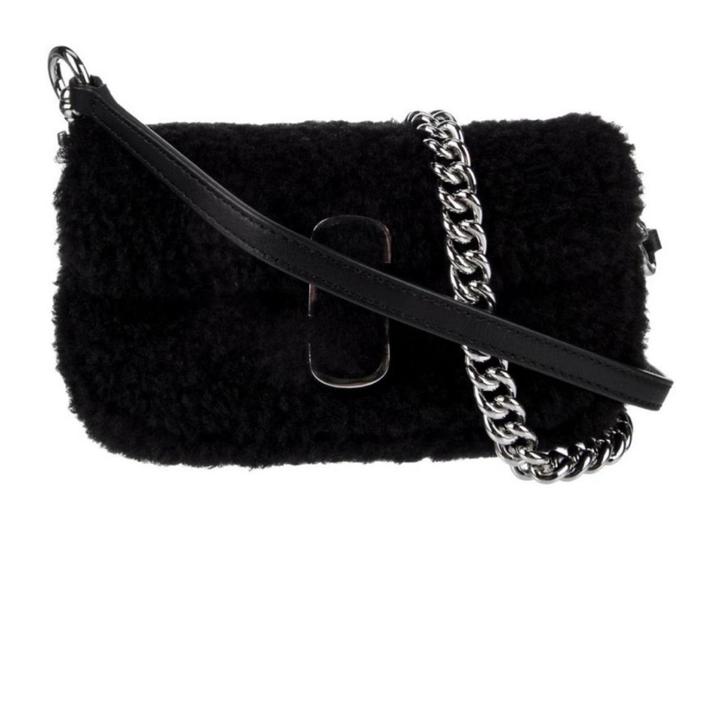 Fuzzy Marc Jacobs Black Textured Faux Fur Purse
